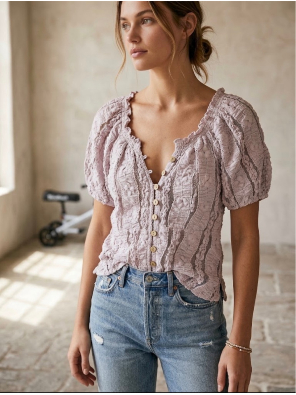 Women's Free People Lavender Blouse Size M